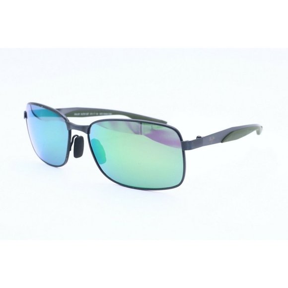 Maui Jim Shoal MJ 797-02F Rectangle Gunmetal Sunglasses Polarized Green Lens (B)